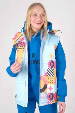 Жилет Диего на синтепоне с капюшоном унисекс, с полной запечаткой "Team"