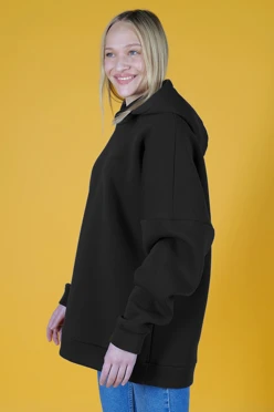 Худи Фрэнк из футера унисекс, однотонная черная