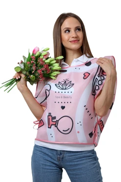 Накидка 50х55 см, с полной запечаткой "SPA E Beauty"