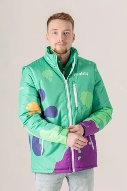 Куртка-жилет Фрост без капюшона на синтепоне унисекс, с полной запечаткой