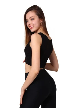 Майка Спорт Мини женская, однотонная черная