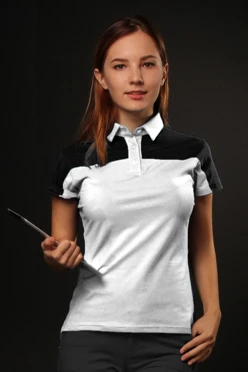 Поло Драйв женская, комбинированная белая с чёрной вставкой