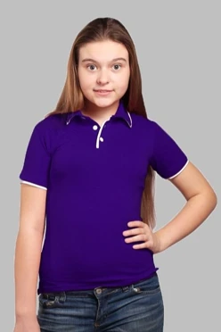 Поло Лайн детская, комбинированная фиолетовая