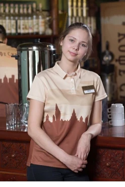 Поло Стар женская из ложной сетки с полной запечаткой "Кофе Сити"