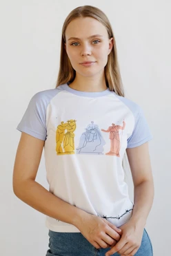 Футболка Спэйс женская из ложной сетки с полной запечаткой "Antic"