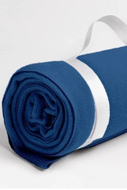 Плед Вдохновение (с ремешком) флисовый 120х155 см, однотонный синий