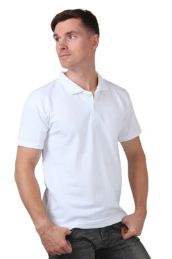 Поло х/б унисекс (РАСПРОДАЖА), однотонная белая