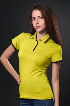 Поло Лайн женская, комбинированная лимонная