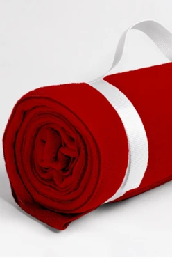 Плед Свиток (с ремешком и вставкой из оксфорда) флисовый 155х200 см, однотонный красный