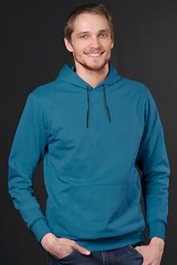 Худи Майк из футера унисекс, однотонный голубой