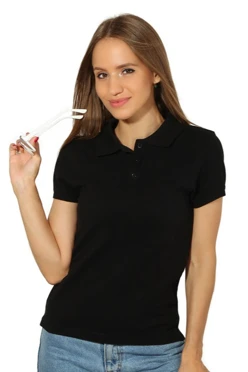 Поло Престиж женская (Modern), однотонная чёрная