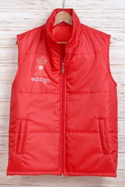 Жилет Портер на синтепоне со стежкой унисекс, с полной запечаткой "eda.go"