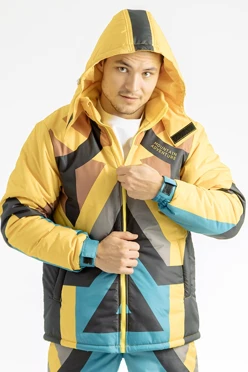 Куртка Арктик с капюшоном на синтепоне унисекс, с полной запечаткой