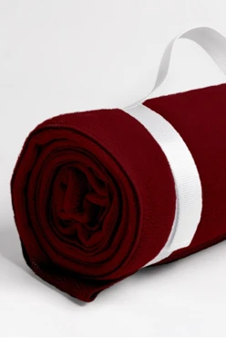 Плед Свиток (с ремешком и вставкой из оксфорда) флисовый 120х155 см, однотонный бордовый