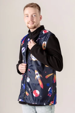 Жилет Парма без подклада унисекс, с полной запечаткой "Космический отряд"