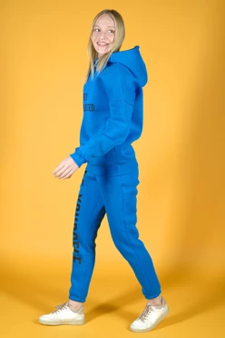 Спортивный костюм Лофт из футера женский, однотонный голубой