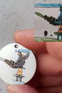 Подвеска кулон из титана с цветной гравировкой с 1 стороны, 25 мм