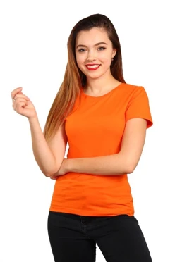 Футболка Премиум женская (Modern), однотонная оранжевая