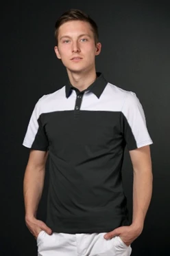 Поло Драйв унисекс, комбинированная чёрная с белой вставкой