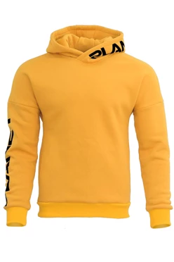 Худи Кинг из футера унисекс, однотонная желтая