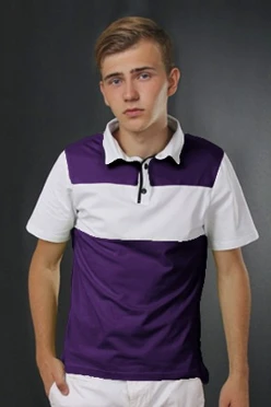 Поло Темп унисекс, комбинированная фиолетовая с белой вставкой