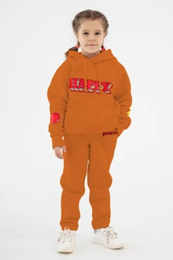 Спортивный костюм Кидс из футера детский, однотонный оранжевый