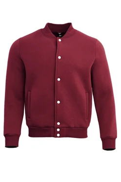 Бомбер Стайл из футера унисекс, однотонный темно-красны