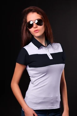 Поло Темп женская, комбинированная белая с чёрной вставкой