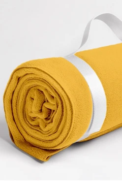 Плед Свиток (с ремешком и вставкой из оксфорда) флисовый 155х200 см, однотонный жёлтый