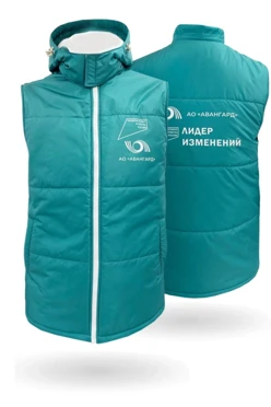 Жилет Диего на синтепоне с капюшоном унисекс, с полной запечаткой "Лидер изменений"