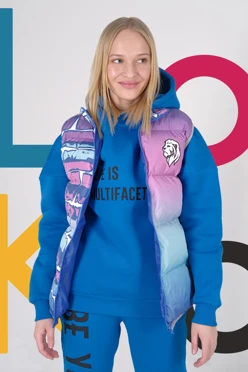 Жилет Морган Лайт с подкладом из лебяжьего пуха унисекс, с полной запечаткой