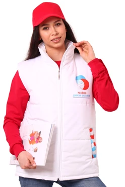 Жилет Портер на синтепоне со стежкой унисекс, с полной запечаткой "Российское движение школьников"