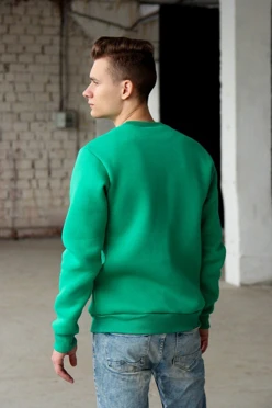 Свитшот Тревис из футера унисекс, однотонная зеленая