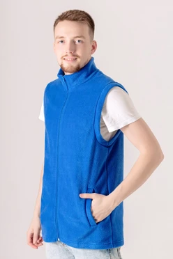 Жилет Браво флисовый без капюшона унисекс, однотонный синий