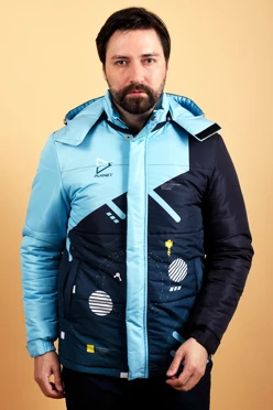 Куртка Винтер с капюшоном на синтепоне унисекс, с полной запечаткой "Outer space"