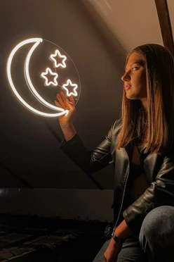 Светильник дизайнерский неоновый "Месяц со звездой"