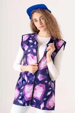 Жилет Парма без подклада унисекс, с полной запечаткой "Волонтер"