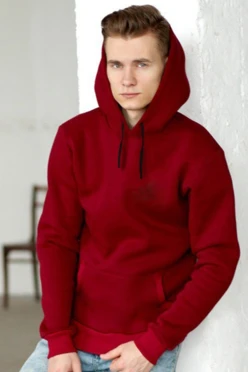 Худи Майк из футера унисекс, однотонный темно-красный