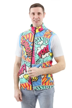 Жилет Джон флисовый без подклада унисекс, с полной запечаткой  "Comics"