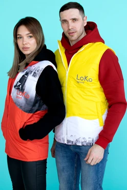 Жилет Портер на синтепоне со стежкой унисекс, с полной запечаткой "City"