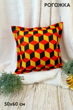 Подушка с бордюром из рогожки 50х50 см, с полной запечаткой