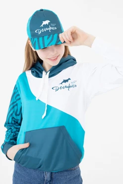 Худи Томми детский из адидаса с полной запечаткой "Дельфин"