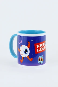 Кружка цветная внутри с цветной ручкой, с полной запечаткой "Fabu Lous"