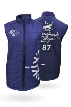 Жилет Портер на синтепоне со стежкой унисекс, с полной запечаткой "Праздник Севера"