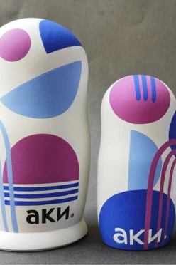 Матрешка с индивидуальной росписью, матовая, средняя, 5 шт.