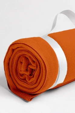 Плед Вдохновение (с ремешком) флисовый 120х155 см, однотонный оранжевый