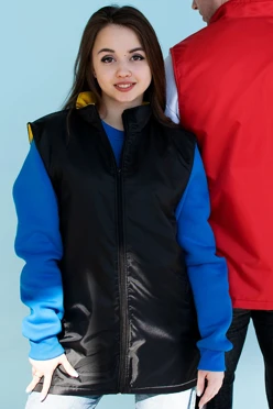 Жилет Райли с подкладом из флиса унисекс, однотонный черный