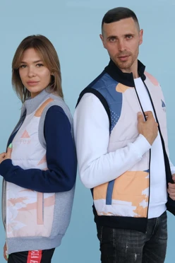 Жилет Холли из футера со стежкой унисекс, с частичной запечаткой "Sunset"