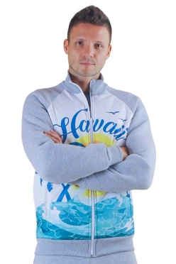 Толстовка Оскар из футера унисекс, с частичной запечаткой "Hawaii"