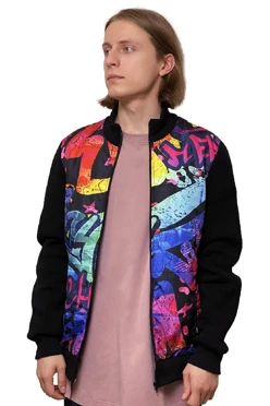 Толстовка Адриан из футера унисекс, с частичной запечаткой "Neon Graffiti"